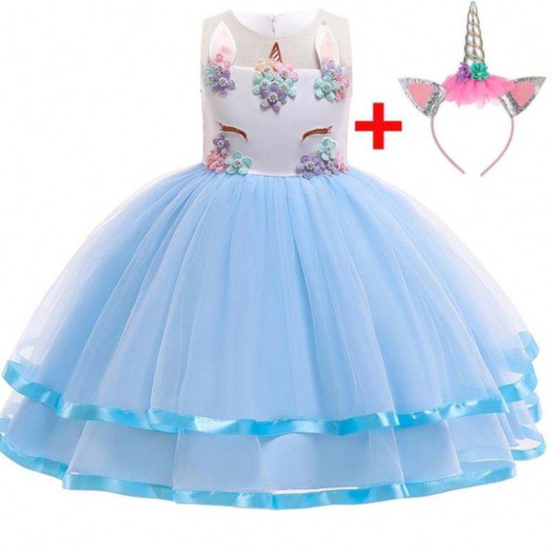 2021 Nuovo Flower Unicorn Party Dress 5 Color Disponibile per bambini Abito da festa DJS002