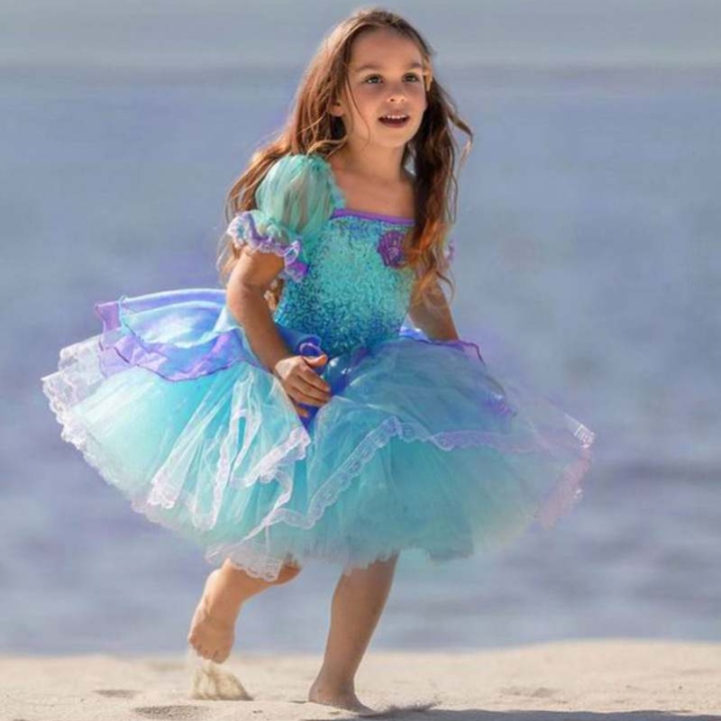 Baigelittle sirened Ariel Princess Dress Halloween Costumi Dress Up Girls Girls Cosplay Kids Ball Abito da ballo