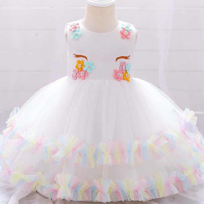Baige White Unicorn infant toddlers abito estivo bambine che batte il battesimo vestito djs025