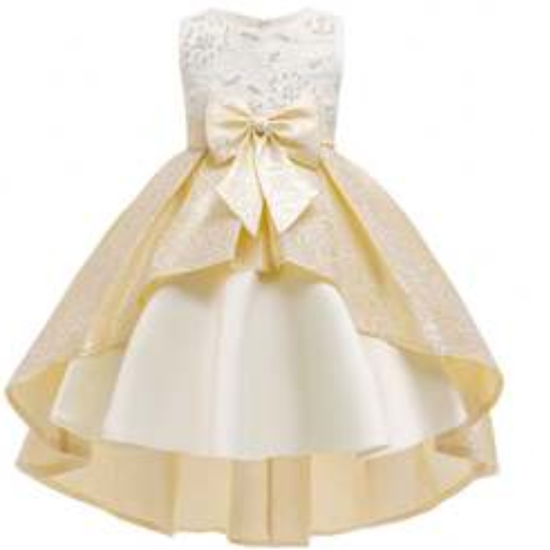 Abbigliamento boutique baige ragazze abiti da festa in raso per bambini abiti disegni abiti lunghi t5176