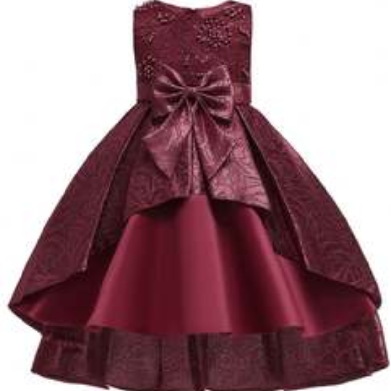 Abbigliamento boutique baige ragazze abiti da festa in raso per bambini abiti disegni abiti lunghi t5176