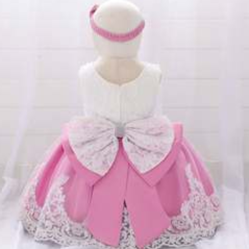 Baige White Baby Girl Abito da festa di 1 anno Abiti per bambina Abiti da principessa Frocklittle con banda per capelli gratuiti