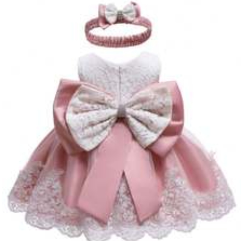 Baige White Baby Girl Abito da festa di 1 anno Abiti per bambina Abiti da principessa Frocklittle con banda per capelli gratuiti