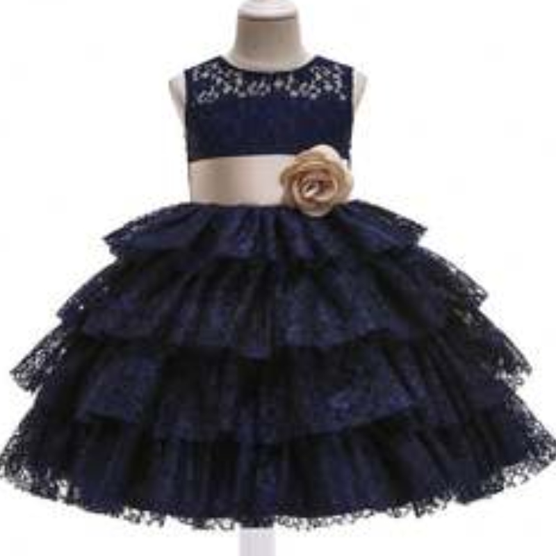 Baige Nuovo elegante abito da sera da sera 3-10 anni Girl Girl Lace Princess Ball Gown