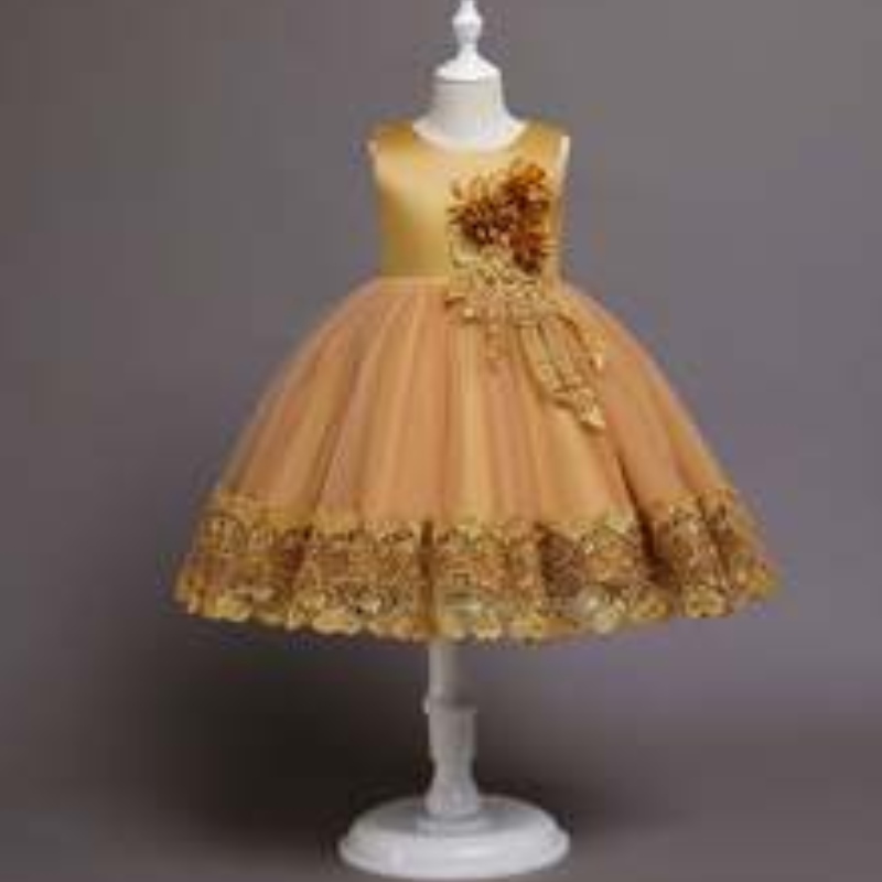 Baige New Fashion Christmas Kids Party Dress da 3 a12 anni Abito da ballo per esibizioni per bambini 68032