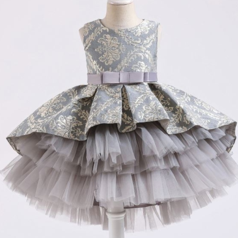 Baige 3-12y Flower Girl Abito Fluffy Factory Boutique Wholesale Boutique Abbigliamento Princess Tutu Skirt 2171