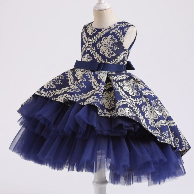 Baige 3-12y Flower Girl Abito Fluffy Factory Boutique Wholesale Boutique Abbigliamento Princess Tutu Skirt 2171