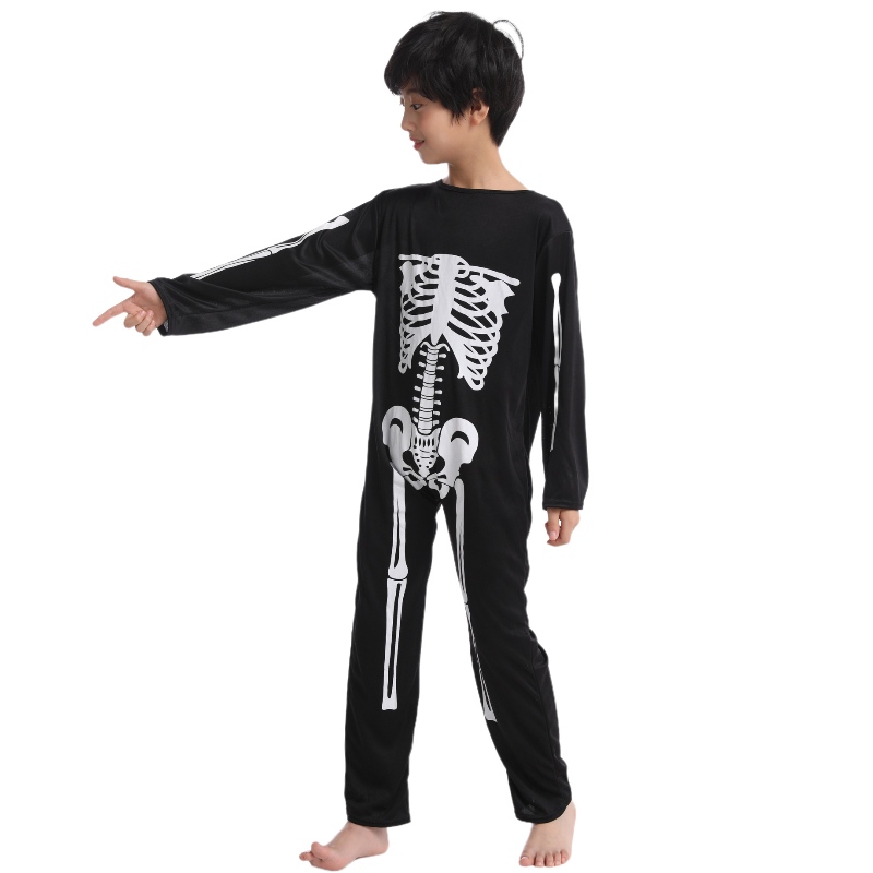 2022 Amazon Children saltò la tuta da costume da festa di Halloween con stampe ossea scheletrica per bambini