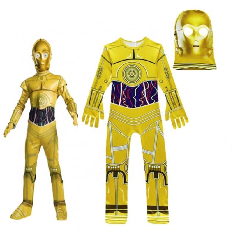 Film all'ingrosso&film abiti abiti per la festa di compleanno di Halloween Star Cosplay Wars saltosuita C-3PO Costume robot con maschera per bambini