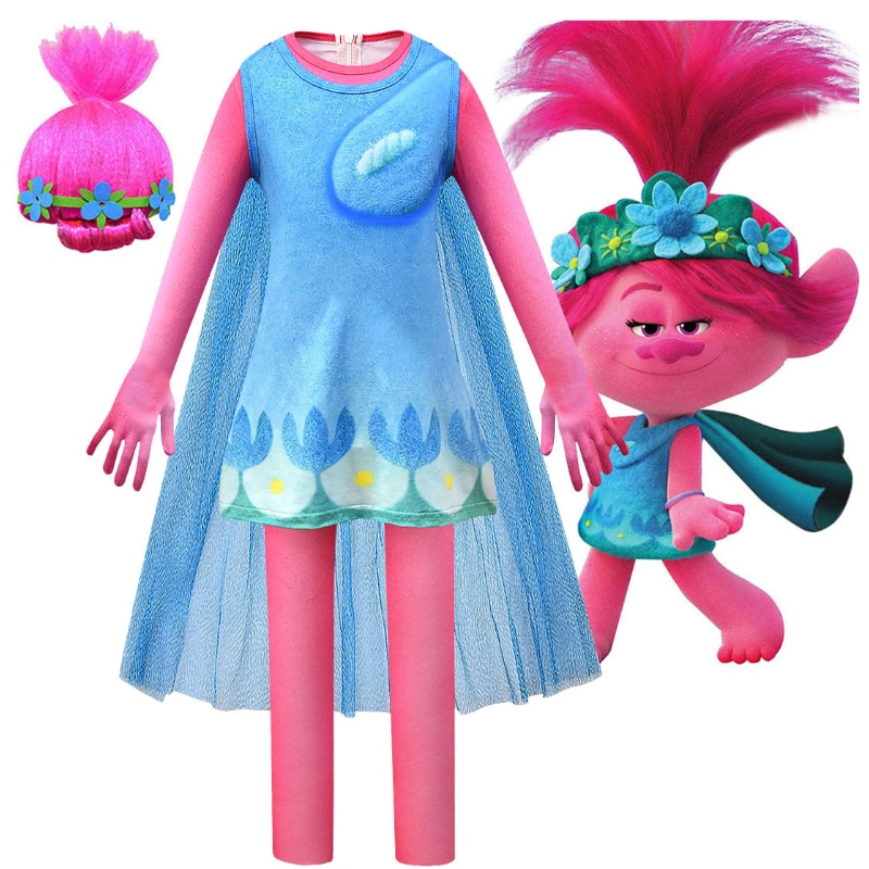 Ultimo costume da poppy classico di Glam Elf World Tour Girls Classic per piccoli bambini