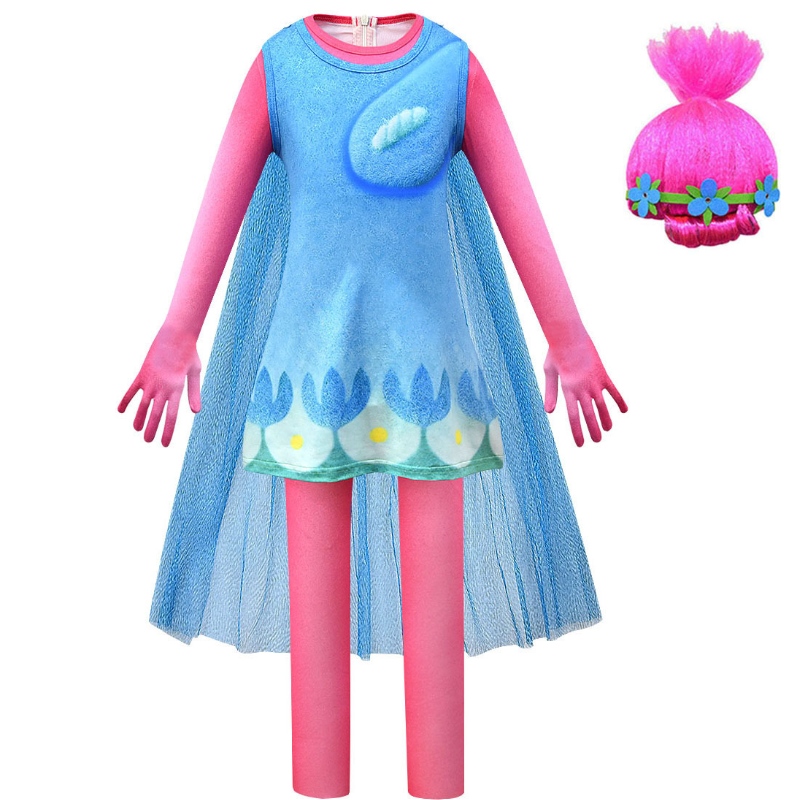 Ultimo costume da poppy classico di Glam Elf World Tour Girls Classic per piccoli bambini