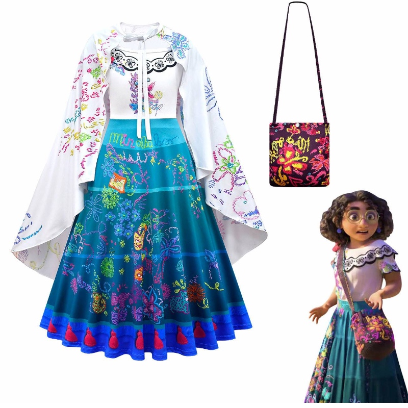 Baige Carnival Halloween Princess Cesti Abitali Flower Dress Long Abito Mirabel Encanto Costume