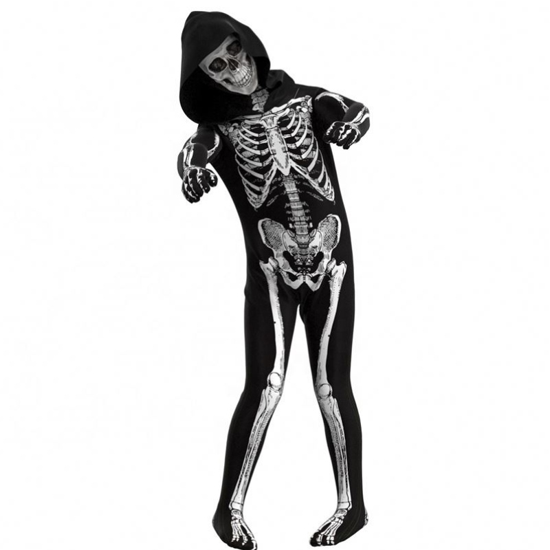 All'ingrosso vivido pazzo di Halloween Props di cosplay Scheletro umano Scheletro con cappuccio con cappuccio con cappuccio per bambini