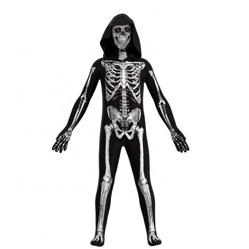 All'ingrosso vivido pazzo di Halloween Props di cosplay Scheletro umano Scheletro con cappuccio con cappuccio con cappuccio per bambini