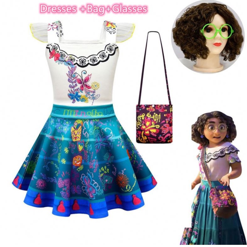 Girls Encanto Mirabel Cosplay Costume Kids CARNival Birthday Princess Dress Childre