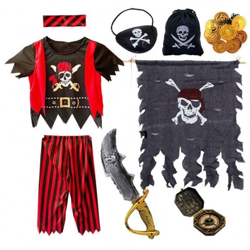 Halloween Role Play Dress Up Set Boys Kids Pirate Costume con EyePatch Pirate Cutlas DGHC-079