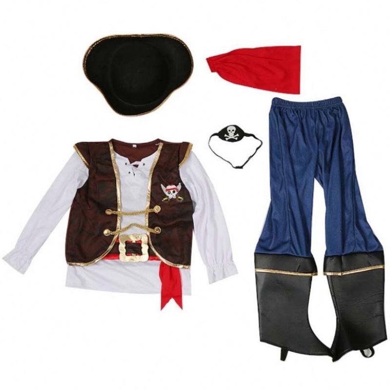 Deluxe Halloween Cosplay Set Kids Boys Pirate Costume per bambini con cappello DGHC-080