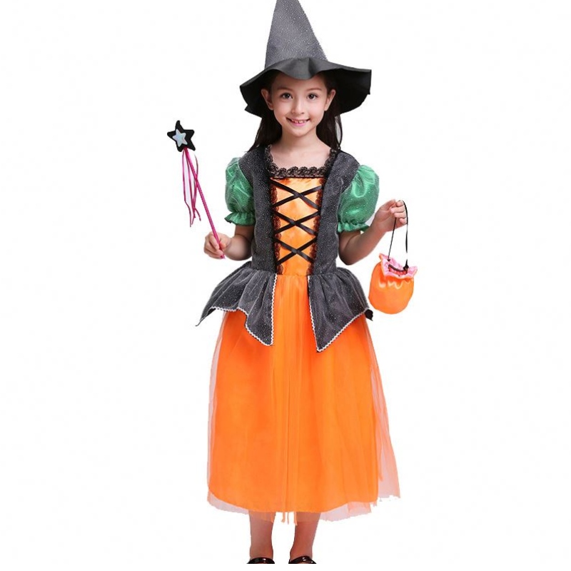 2022 Halloween Party Dress Up Witch Dance Costume con Witches Hat HCVM-004