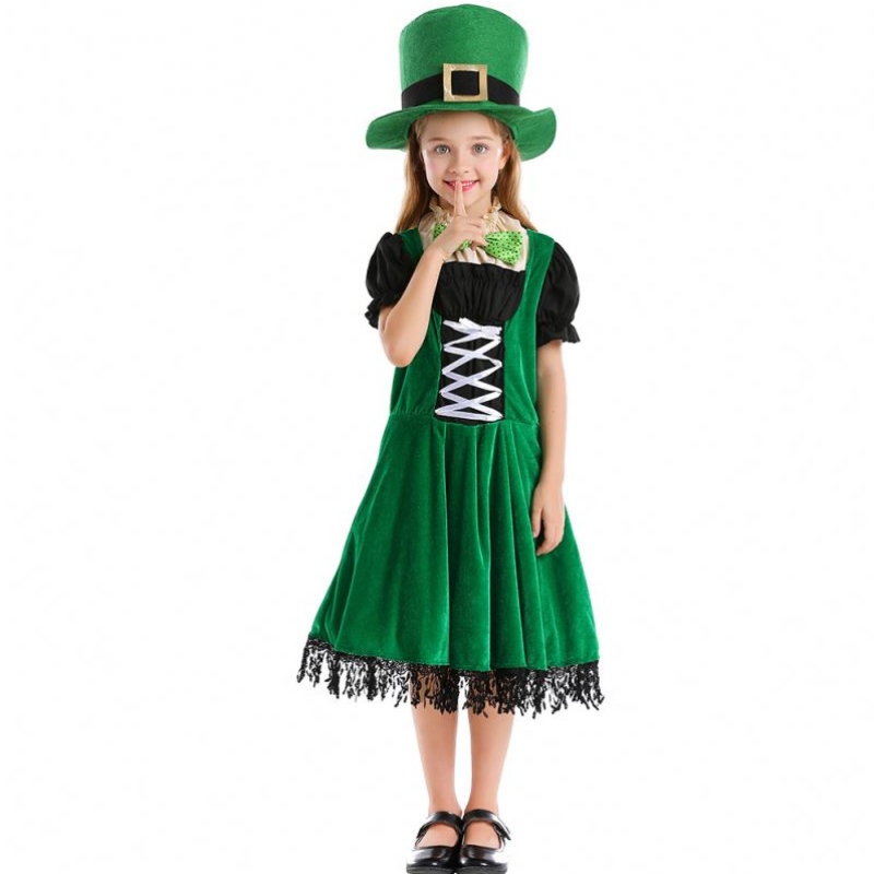 Bambini Elfo di alta qualità cosplay Fancy Party Dress Carnival Leprechaun St. Patrick \\ ’Day Halloween Cosplay Costume