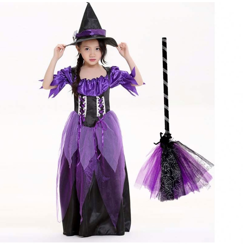 Carnival Party Mardi Gras Fantasia per bambini RAGAZZO FAIRYTE PURPLE Witch Costume Kids with Hat HCVM-015