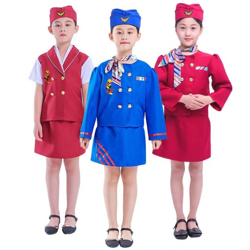 Carnival Party Costume Girls Girls Halloween Flight Assistente della compagnia aerea Costume HCBC-023