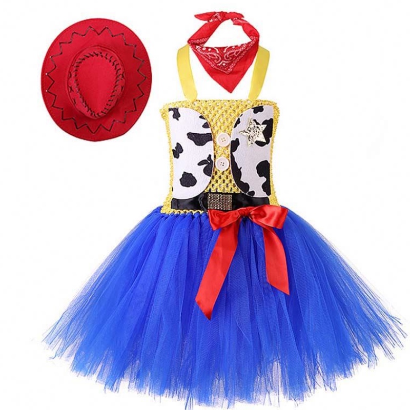 Festa di compleanno di Pasqua vestire abbigliamento costume da cowgirl per ragazza 1-12 anni con cappello da cowboy bandana hcts-002