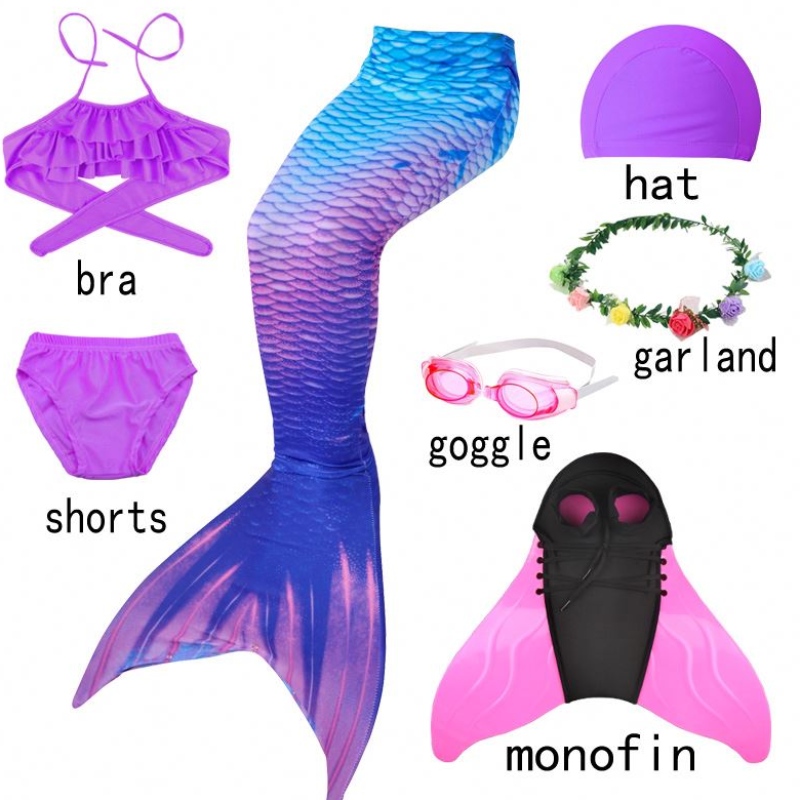 Codice per ragazze sirene con cospulari da bagno in bikini da bagno per le ragazze con monofin per flipper per il cosplay di Halloween dinuoto