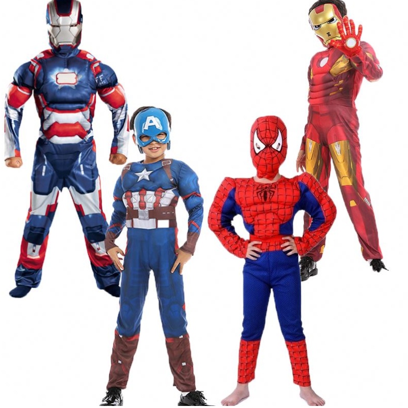 Iranman CaptainAmerica Spiderman Muscle Children costume Halloween Superhero TV&movie Cosplay Costume