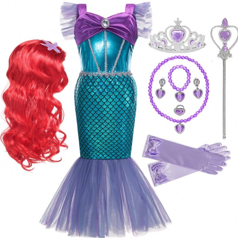 Girl Princess Little Mermaid Dress Kids COSPLAY Fancy Costume Childre