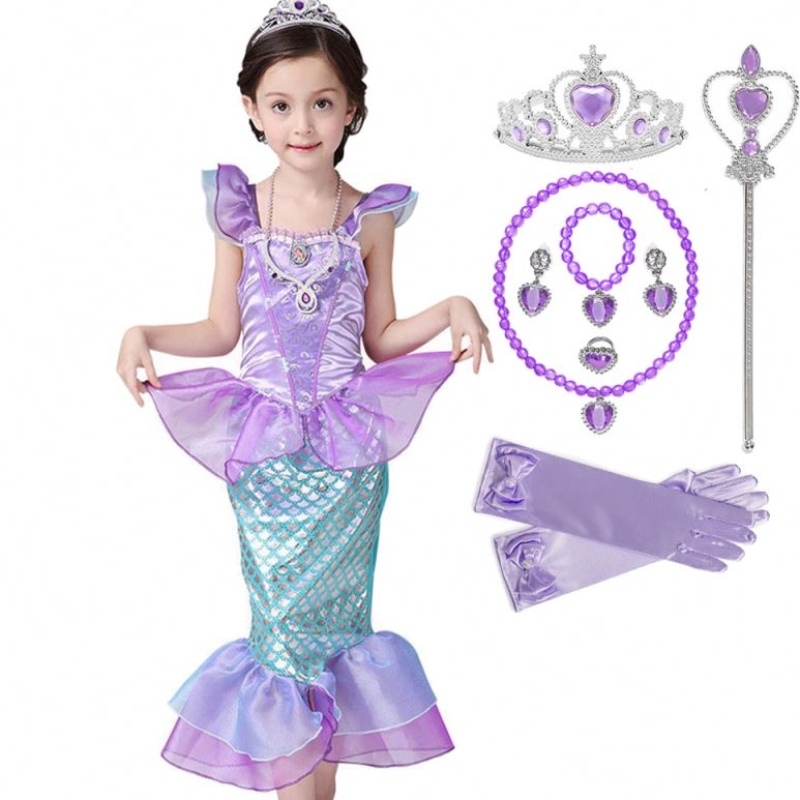 Girl Princess Little Mermaid Dress Kids COSPLAY Fancy Costume Childre