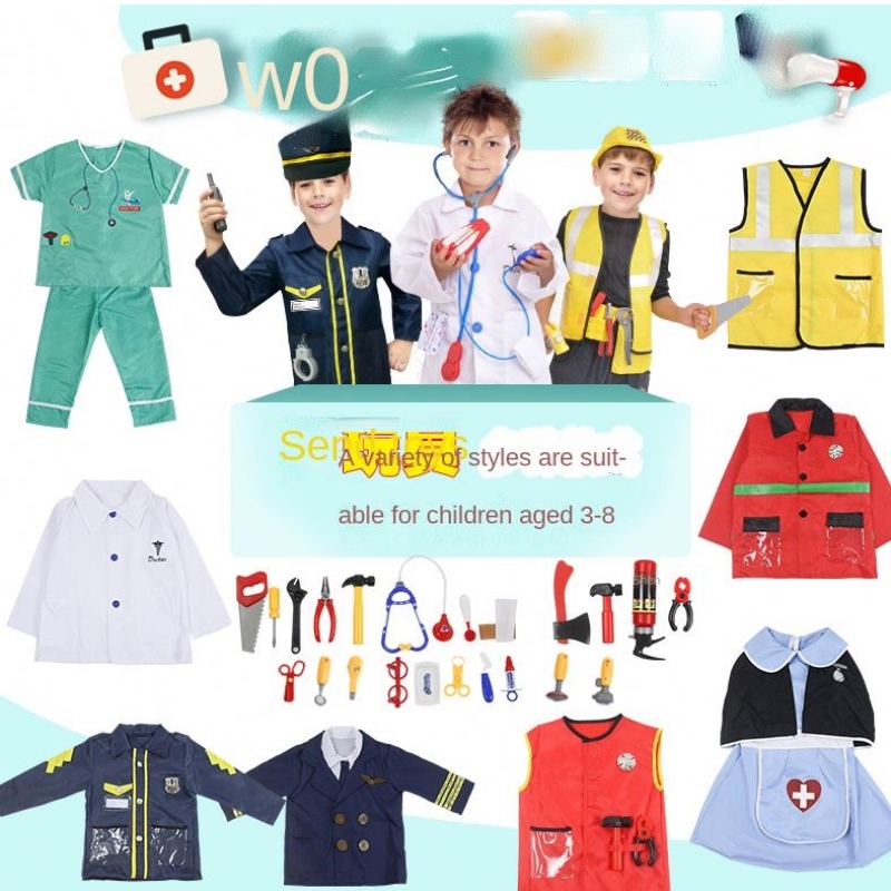 Bambini Doctor Uniform Cosplay Child/fireFighter/pilot Engineer/cook/nurse Cosplay Costume