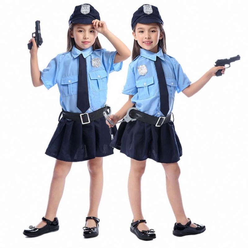 Girls Halloween Cop Officer Costume Kids Child Ghild-Presplay Man Mano Unifort Party Fancy Dress
