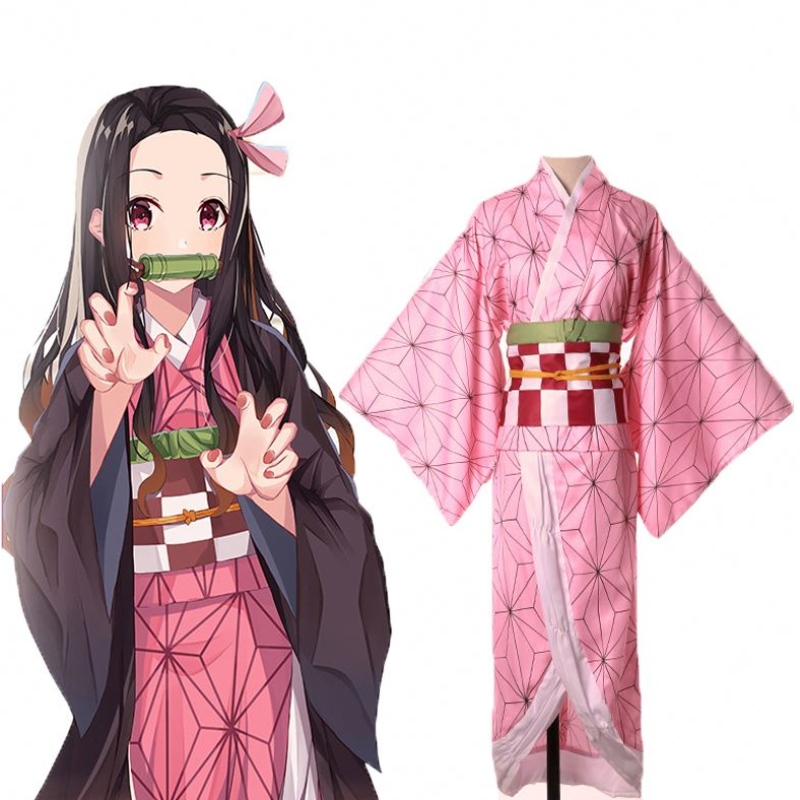Bambini adulti anime demone slayer kimetsuno yaiba tanjirou kamadonezuko zenitsu shinobu cosplay women kimono cosplay costume wig