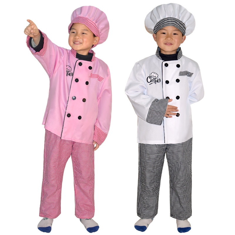 Costume da chef per bambini dinuovo stile Halloween Party Cosplay Abbigliamento Ruota Girl \\ 's e ragazzo costume da grembiule da chef