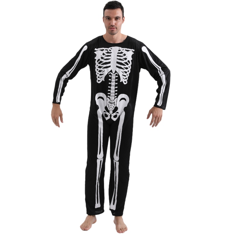 2022 tuta per adulti Amazon Halloween Festa salta in costume con stampe ossea scheletrica per uomini