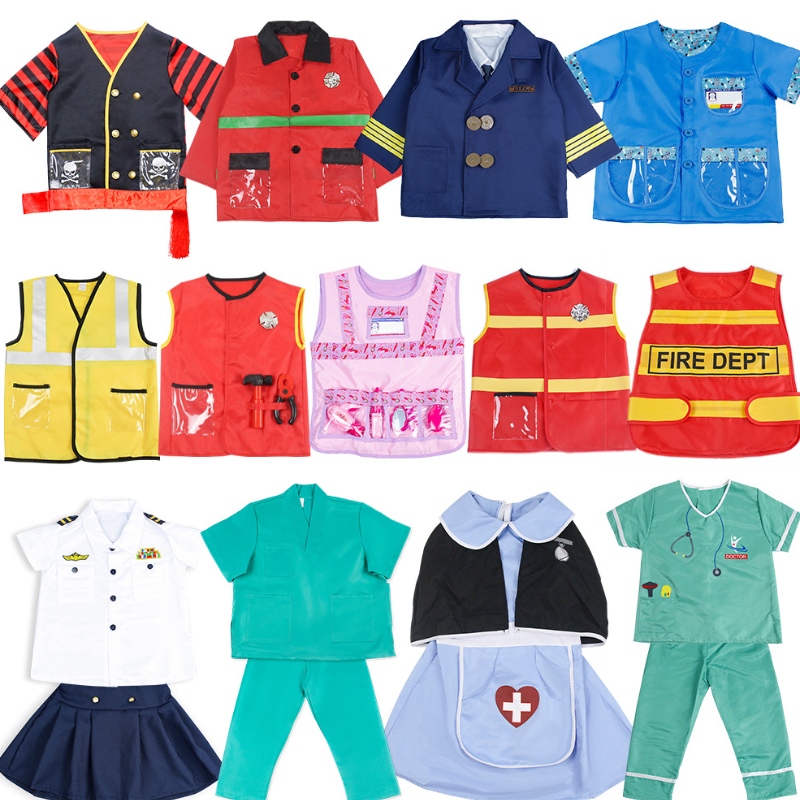 Halween per bambini dottore cosplay costume asilo asilo per gioco pompiere infermiere cuoco di polizia costume infermiere pilota costumi