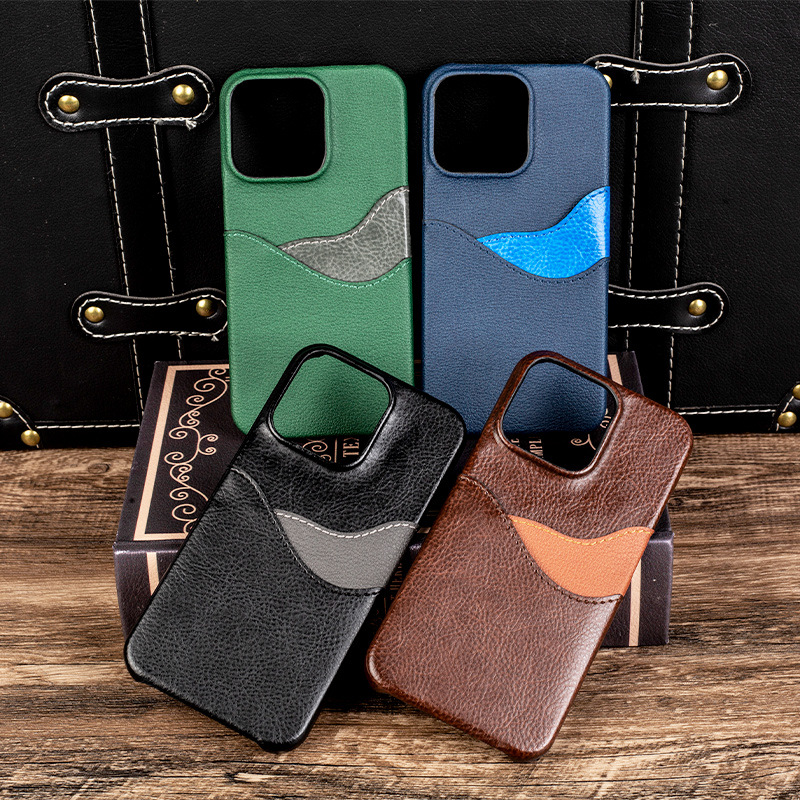 Adatto per Apple iPhone 14pro caso, doppia borsa di carta colore corrispondente custodia in pelle, tpu360 gradi custodia di protezione completa