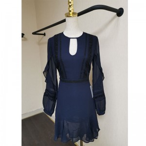 Moda all\'ingrosso Francese delicato floreale orlo femminile vestito per le donne abbigliamento elegante personalizzato chiffon abiti casual donne