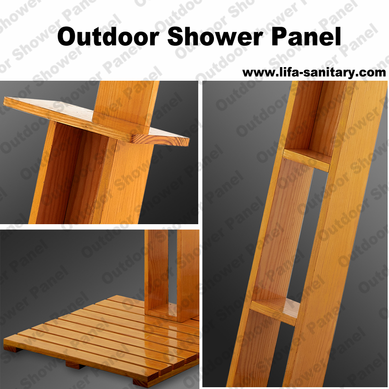 Pannello doccia esterna CF5010, Pannello doccia esterna in legno, Pannello doccia giardino, doccia esterna indipendente
