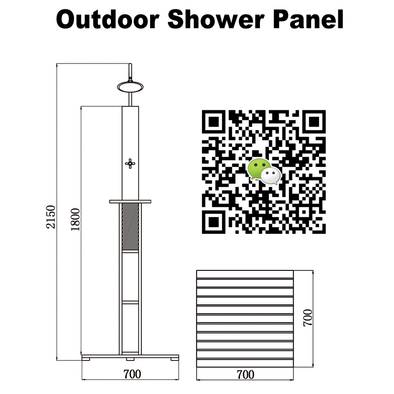 Pannello doccia esterna CF5010, Pannello doccia esterna in legno, Pannello doccia giardino, doccia esterna indipendente