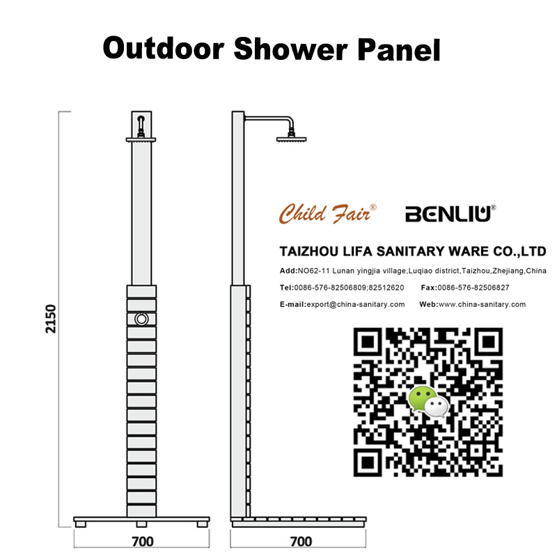 Pannello doccia esterna CF5003, Pannello doccia esterna in legno, Pannello doccia giardino, doccia esterna indipendente