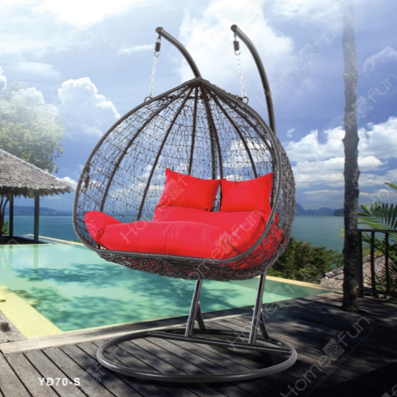 2022 Fabbrica all'ingrosso di alta Qualità altalena patio all'aperto sedia di vimini per il tempo libero sedia in rattan con cuscino e palo