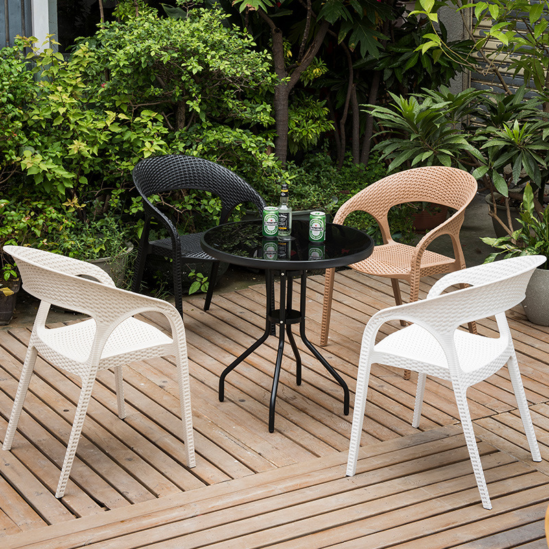 PP rattan stile caffè sedie da esterno mobili da giardino in resina plastica sedie da giardino