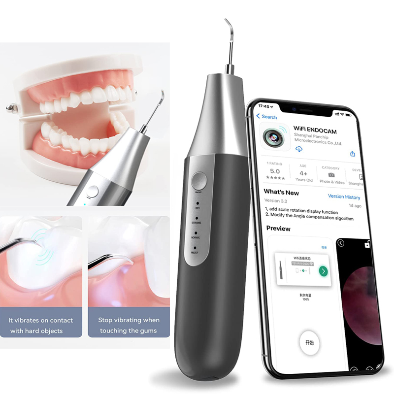 Cleaner per denti a ultrasuoni visibili Wi Fi collegabile - Kit Dental Cleaner per adulti Remover dentale, app per iPhone e Android