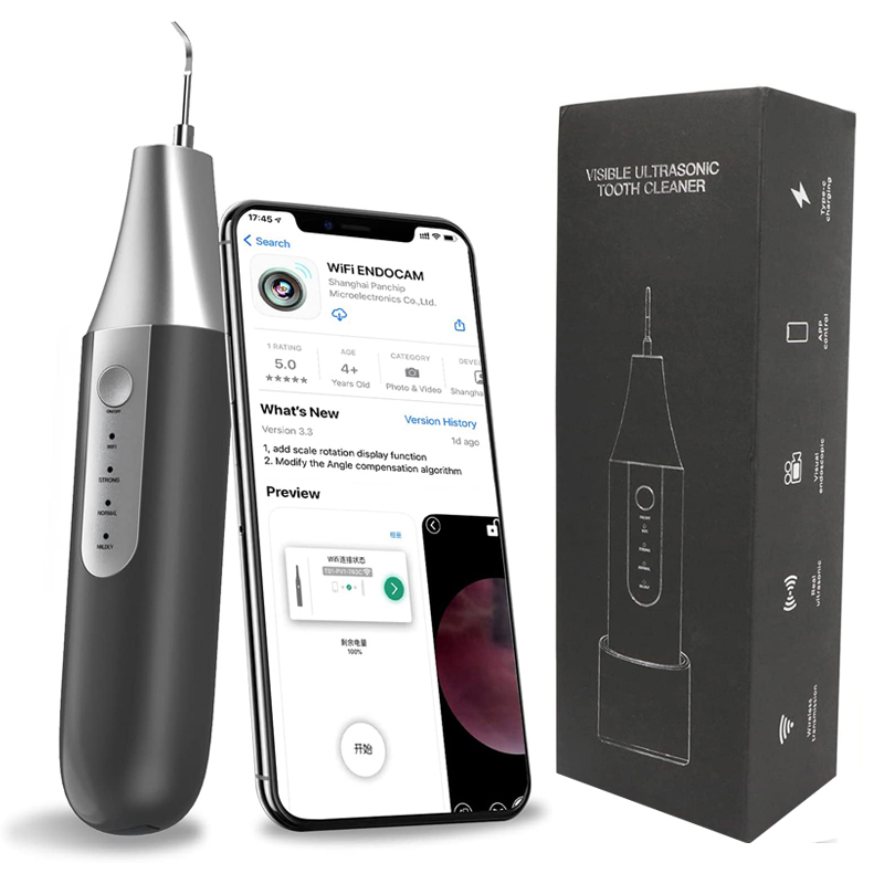 Cleaner per denti a ultrasuoni visibili Wi Fi collegabile - Kit Dental Cleaner per adulti Remover dentale, app per iPhone e Android