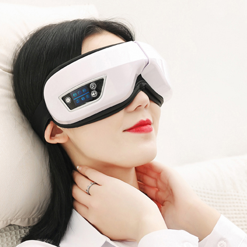 6D MASSAGER ELETTRO ALL'AMERA RISCALDATO ELETTRICO con calore, musica bluetooth vibrazione Massager a occhio riscaldato intelligente, massaggio adattivo del tempio per rilassarsi per gli occhi, migliorare la circolazione degli occhi, ridurre gli occhi asciutti, cerchi scuri, rilassare la tensione oculare