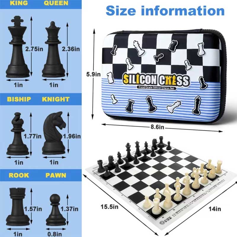 Giocattoli educativi in ​​silicone gioco di scacchi di scacchi e pezzi di silicone