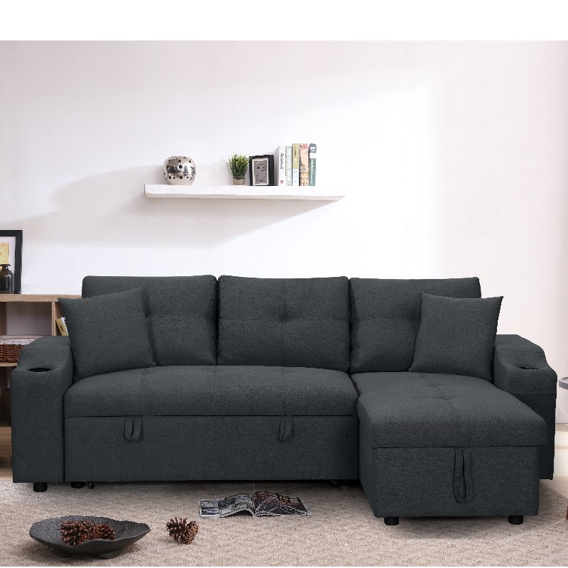 Divano componibile della chaise destra del tessuto Soggiorno Divano letto con ottomano