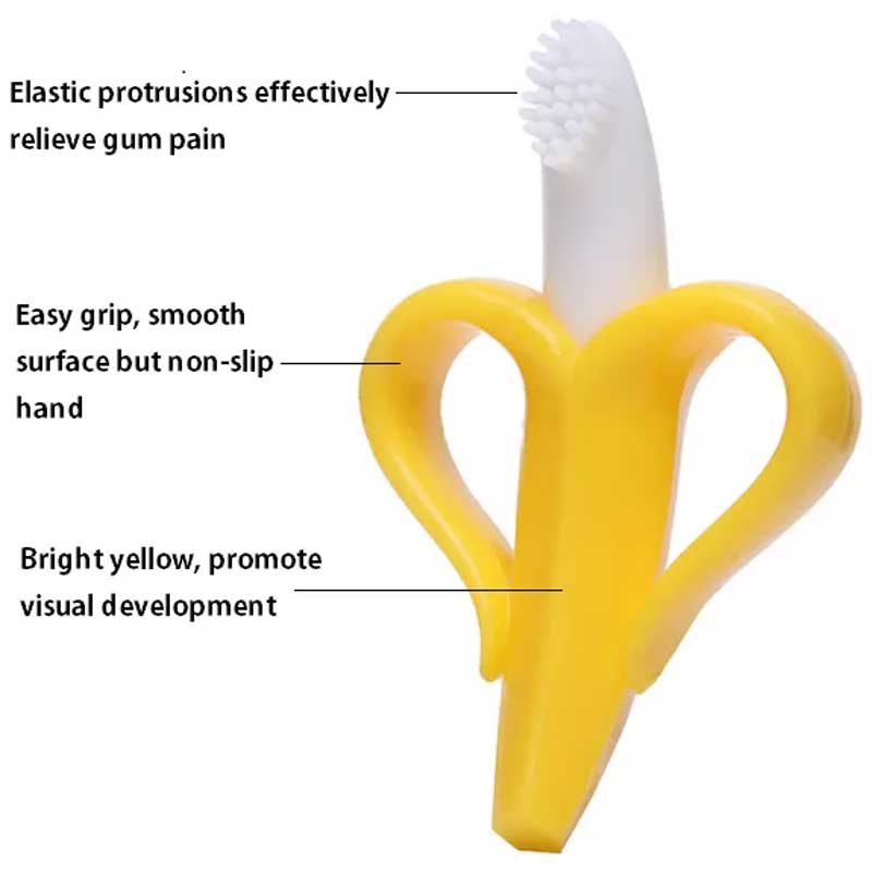 Banana baby teether silicone baby spazzolino da denti mini spazzolino da denti che allena spazzolino e giocattolo teether