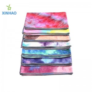 Asciugamano da yoga di protezione ambientale anti-slip all\'ingrosso, asciugamano da yoga tie-dye ad alta temperatura morbido e assorbimento del sudore, ideale per yoga ad alta temperatura, pilates, fitness